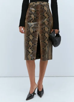 Leather Snake Skin Embossed Skirt