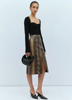 Leather Snake Skin Embossed Skirt