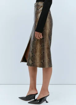 Leather Snake Skin Embossed Skirt