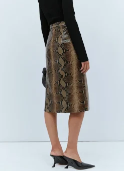 Leather Snake Skin Embossed Skirt
