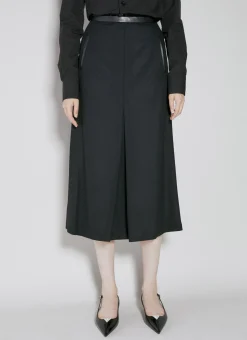 Leather Trim Midi Skirt