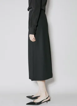 Leather Trim Midi Skirt