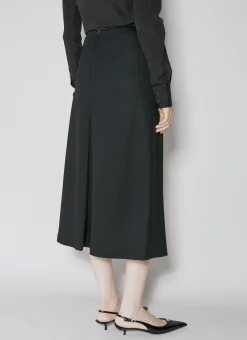 Leather Trim Midi Skirt