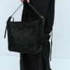 Leather-Trimmed Hair Crossbody Bag