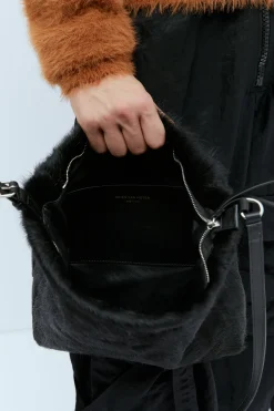 Leather-Trimmed Hair Crossbody Bag