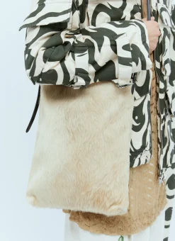 Leather-Trimmed Hair Tote Bag
