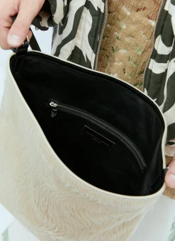 Leather-Trimmed Hair Tote Bag