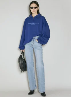 Logo Embellished Half-Zip Sweatshirt