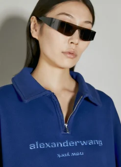 Logo Embellished Half-Zip Sweatshirt