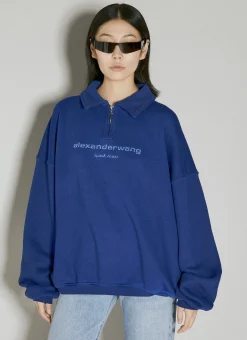 Logo Embellished Half-Zip Sweatshirt