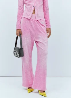 Logo Embossed Velvet Track Pants