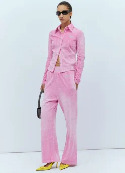 Logo Embossed Velvet Track Pants
