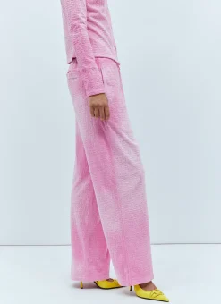Logo Embossed Velvet Track Pants