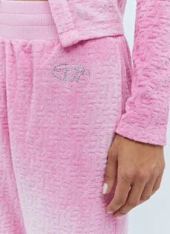 Logo Embossed Velvet Track Pants