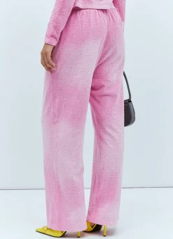 Logo Embossed Velvet Track Pants