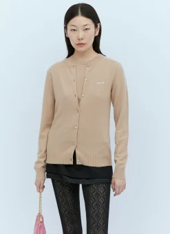 Logo Embroidery Cashmere Cardigan