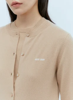 Logo Embroidery Cashmere Cardigan