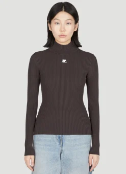 Logo Embroidery High Neck Sweater