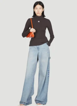 Logo Embroidery High Neck Sweater