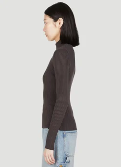 Logo Embroidery High Neck Sweater