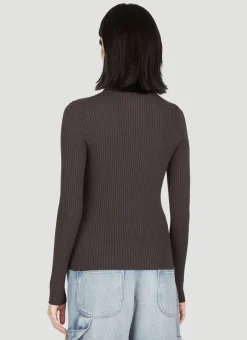 Logo Embroidery High Neck Sweater