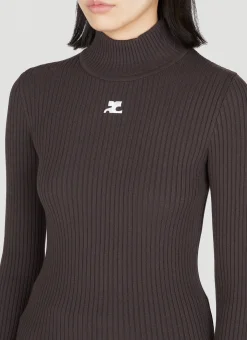Logo Embroidery High Neck Sweater