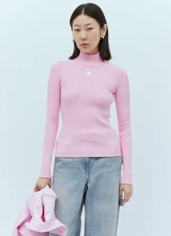 Logo Embroidery High Neck Sweater