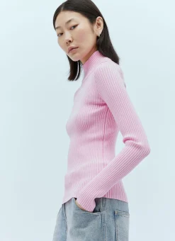 Logo Embroidery High Neck Sweater