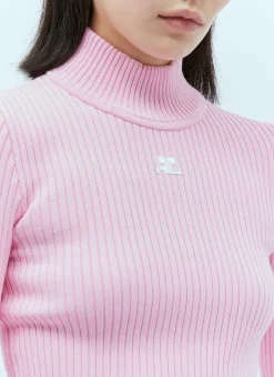 Logo Embroidery High Neck Sweater