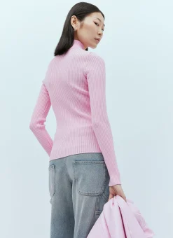 Logo Embroidery High Neck Sweater