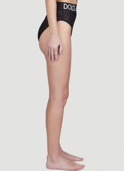 Logo Embroidery High Waist Briefs