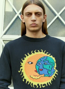 Logo Embroidery Knit Sweater
