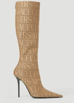 Logo Jacquard High Heeled Boots