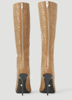 Logo Jacquard High Heeled Boots