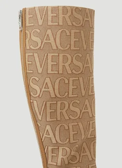 Logo Jacquard High Heeled Boots