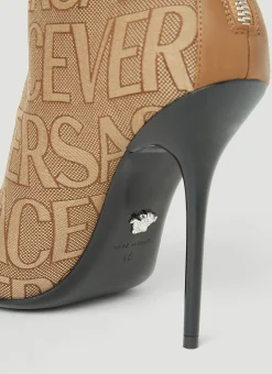 Logo Jacquard High Heeled Boots