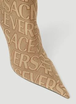 Logo Jacquard High Heeled Boots