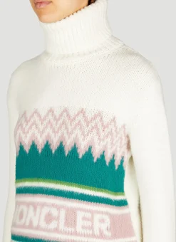 Logo Jacquard Polo Neck Sweater
