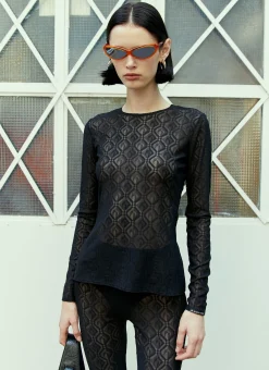 Logo Mesh Jacquard Top