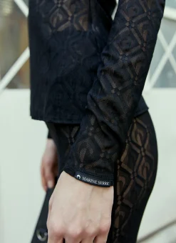 Logo Mesh Jacquard Top