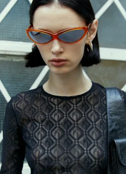 Logo Mesh Jacquard Top