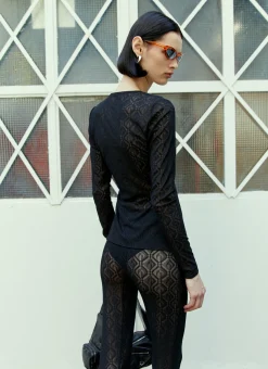 Logo Mesh Jacquard Top