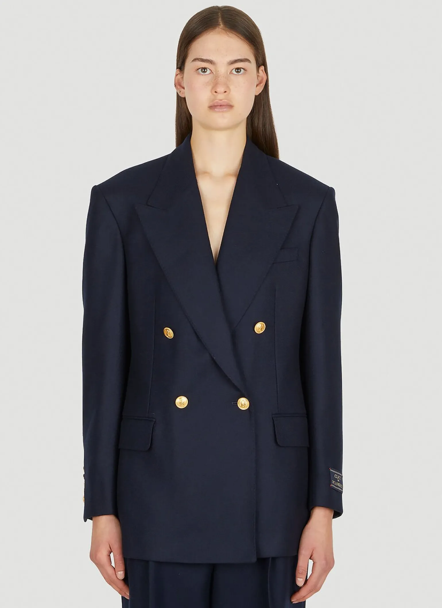 Logo Patch Double Breasted Blazer