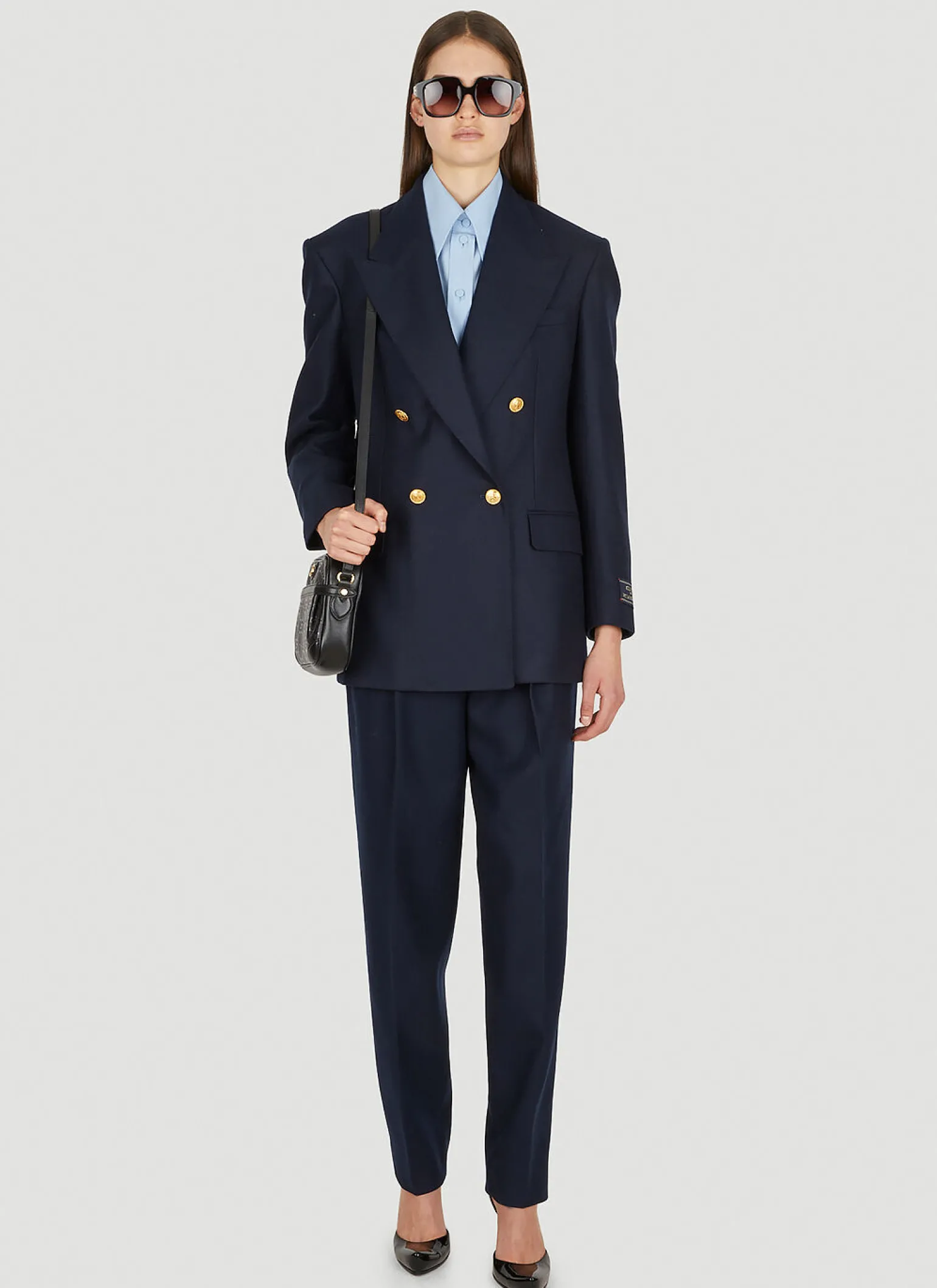 Logo Patch Double Breasted Blazer
