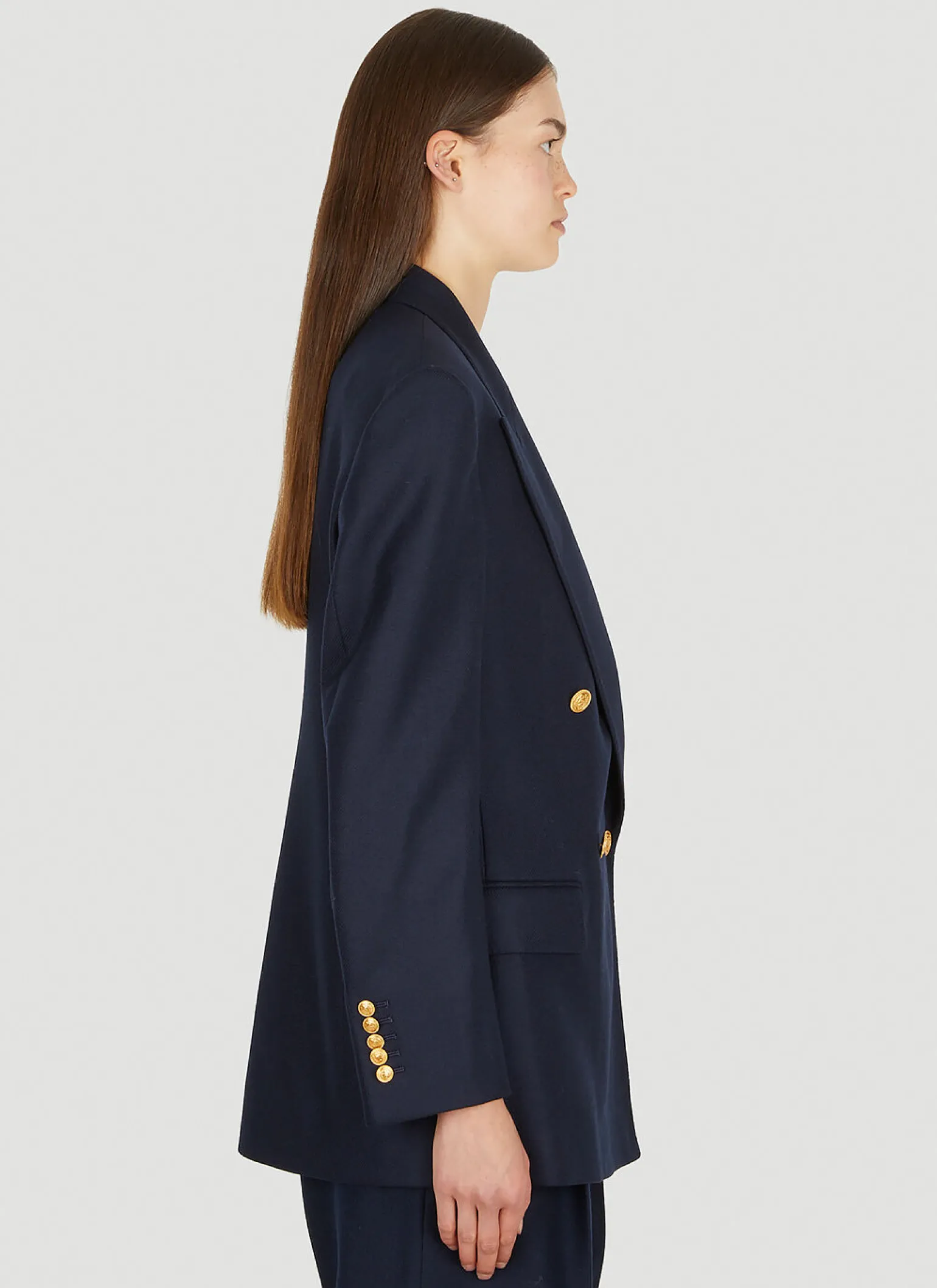 Logo Patch Double Breasted Blazer