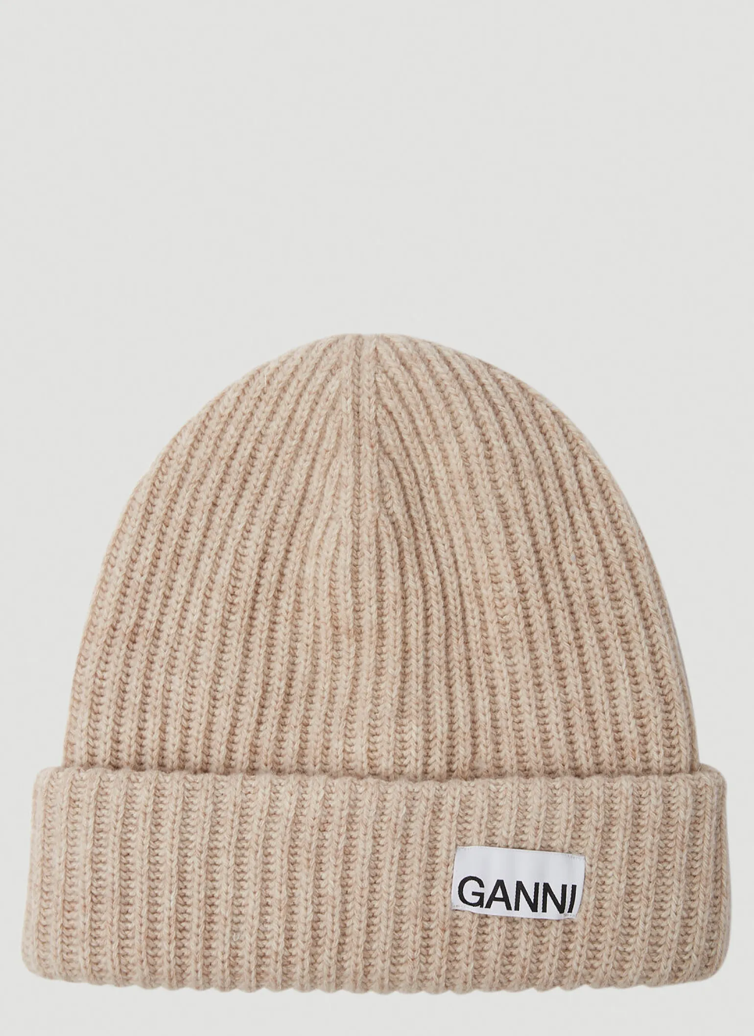 Logo Patch Ribbed Beanie Hat