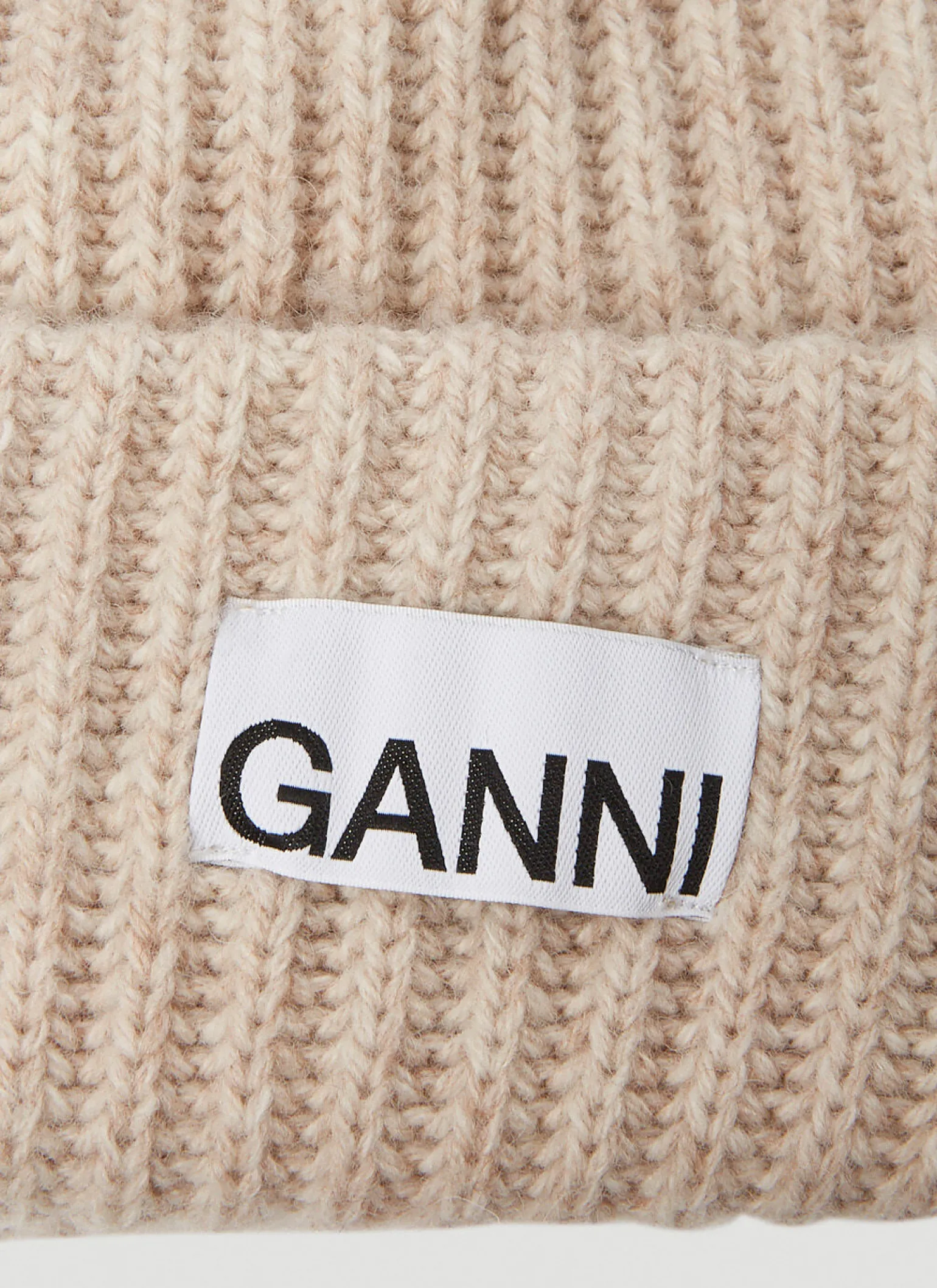Logo Patch Ribbed Beanie Hat