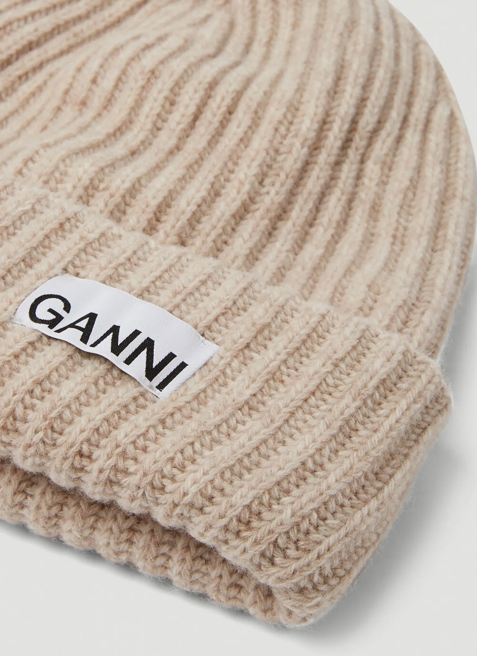 Logo Patch Ribbed Beanie Hat