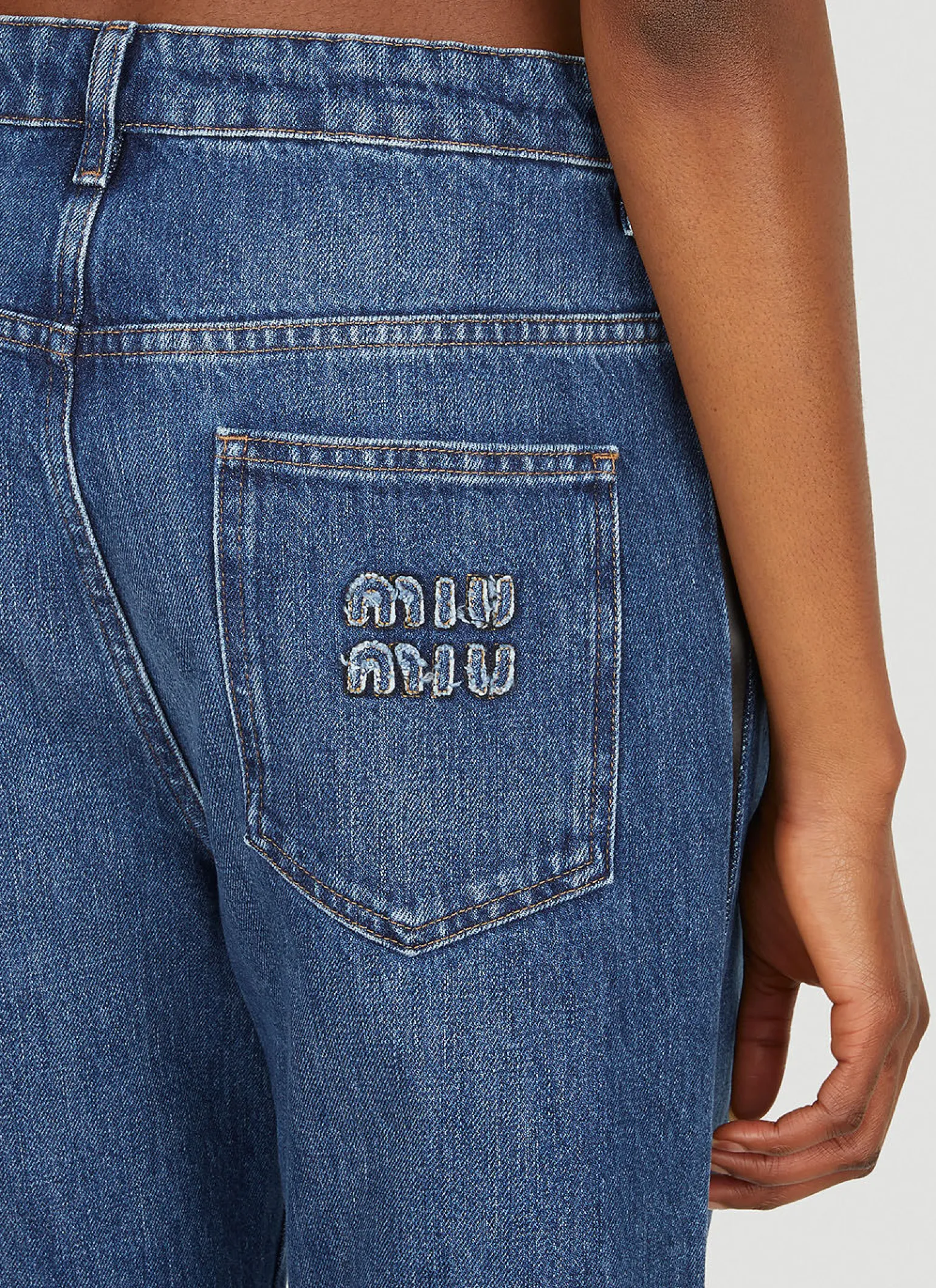 Logo Patch Wide Leg Jeans