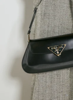 Logo Plaque Baguette Shoulder Bag